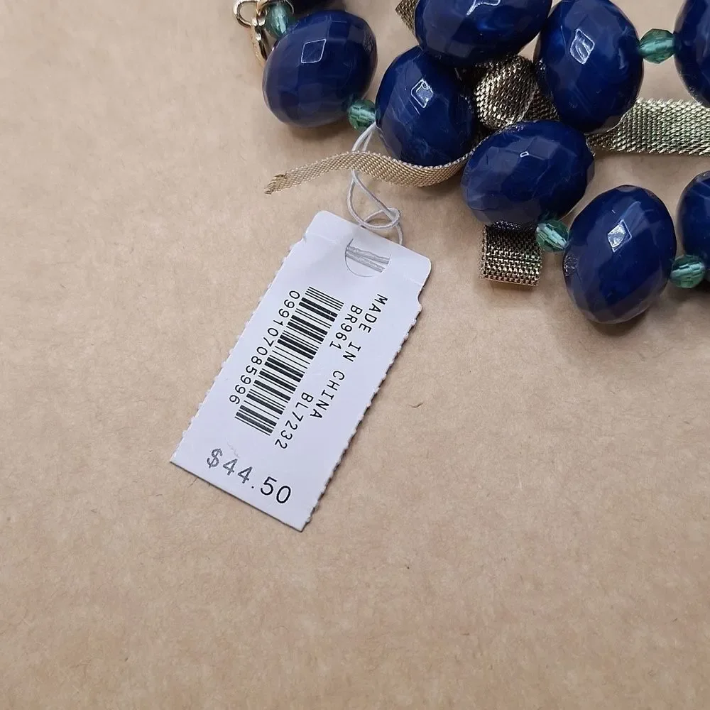 J.Crew Chunky beaded bracelets blue green gold  jewelry